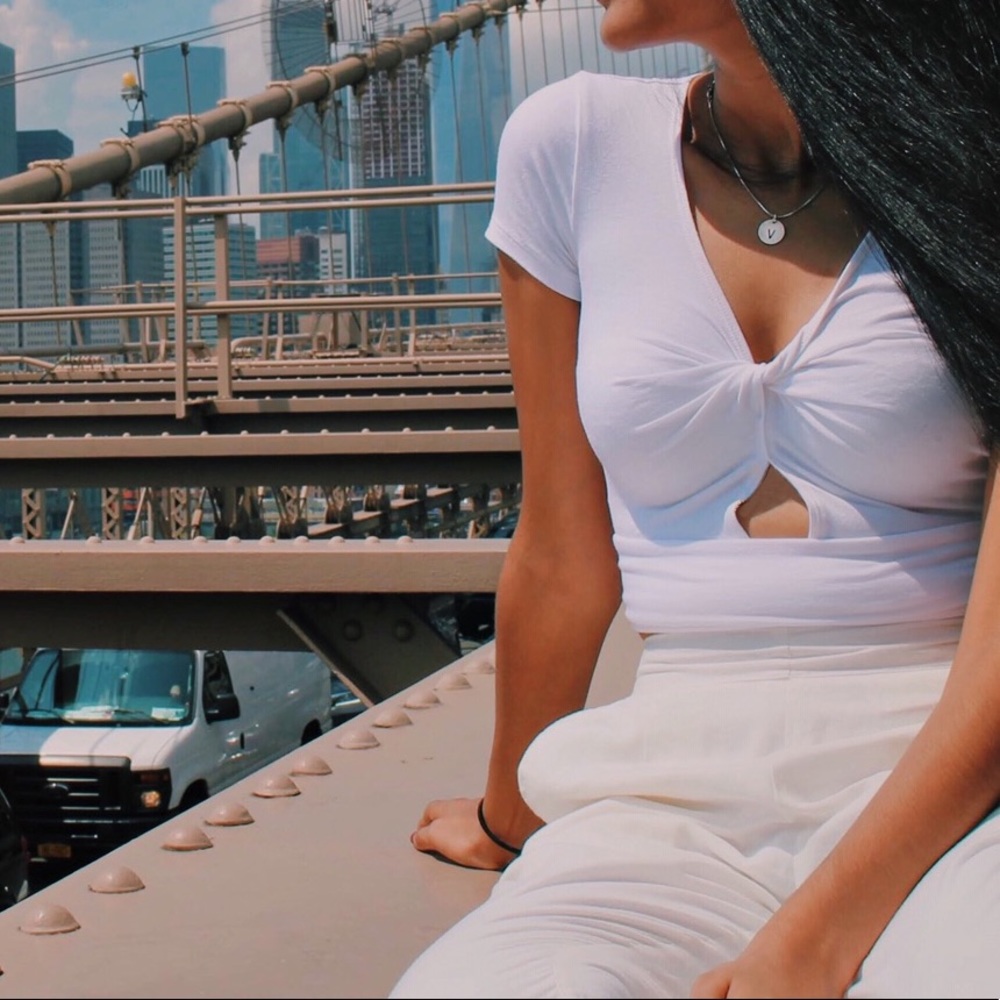 Hollister Twist Front White Crop Top